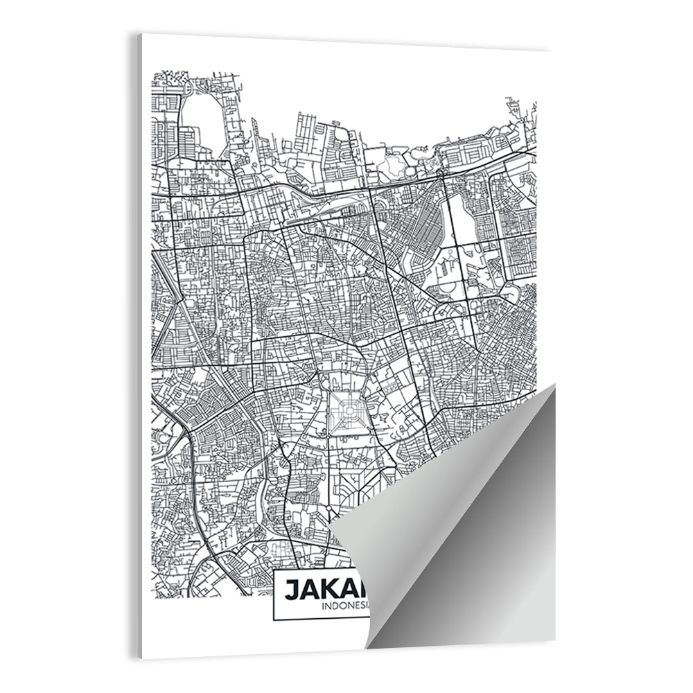 Jakarta City Map Wall Art