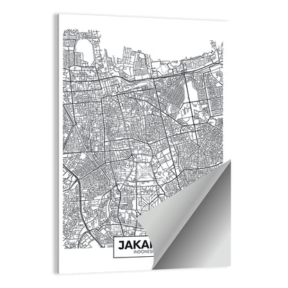 Jakarta City Map Wall Art