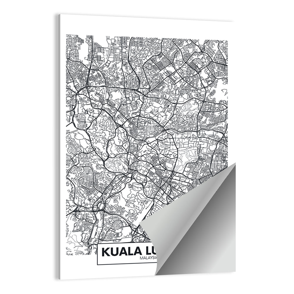Kuala Lumpur Street Grid Map Wall Art