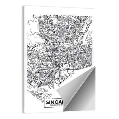 Singapore City Map Wall Art