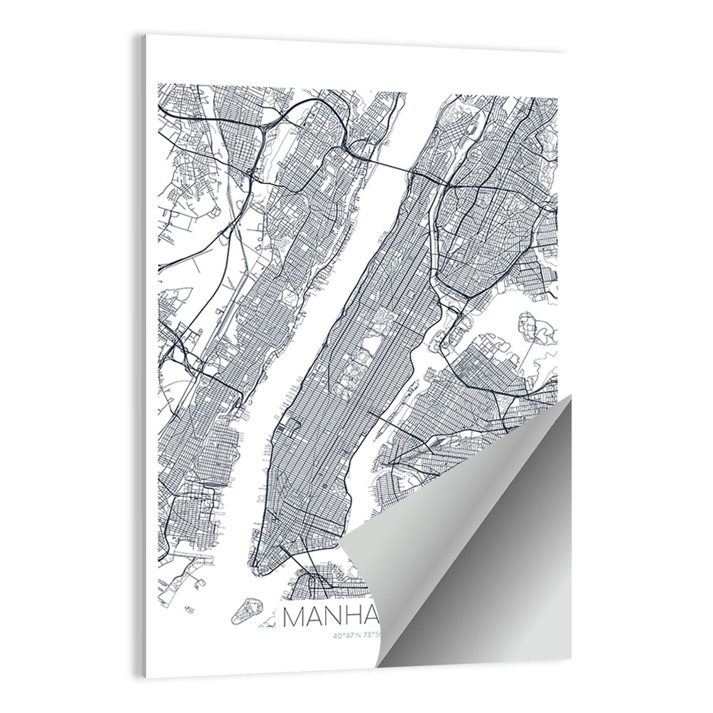 Manhattan Island Map Wall Art