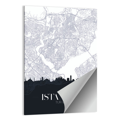 Istanbul Map and Skyline Wall Art