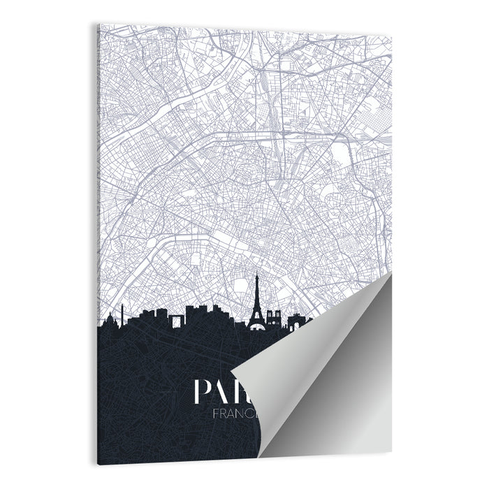 Paris Map with Eiffel Silhouette Wall Art as a poster print