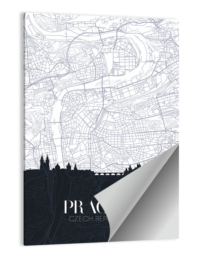 Prague Map with Charles Bridge Wall Art as a poster print