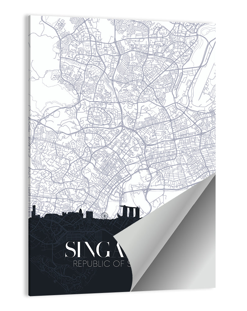 Singapore City Map Silhouette Wall Art