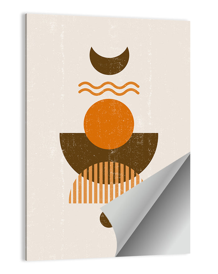 Earthy Sun and Crescent Moon Wall Art as a poster print