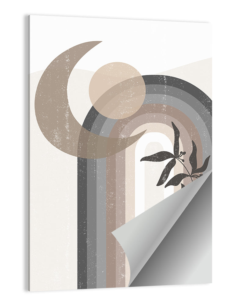 Crescent Moon Rainbow Abstract Wall Art