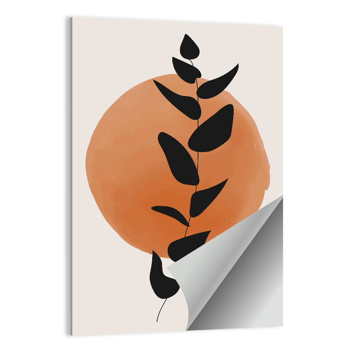 Leafy Branch with Terracotta Circle Wall Art as a poster print