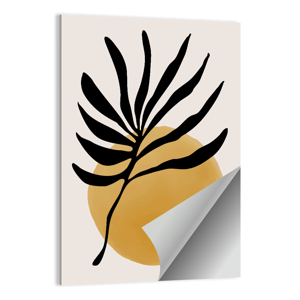 Mustard Sun with Dark Leaf Wall Art