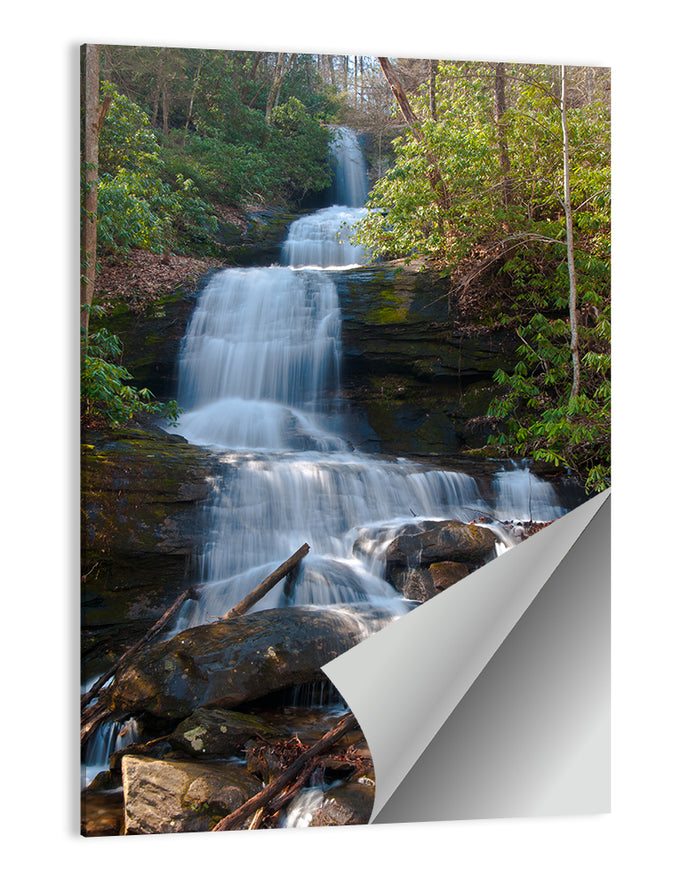 Desoto Falls Cascading Waterfall Wall Art as a poster print