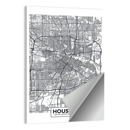 Houston Street Grid Map Wall Art