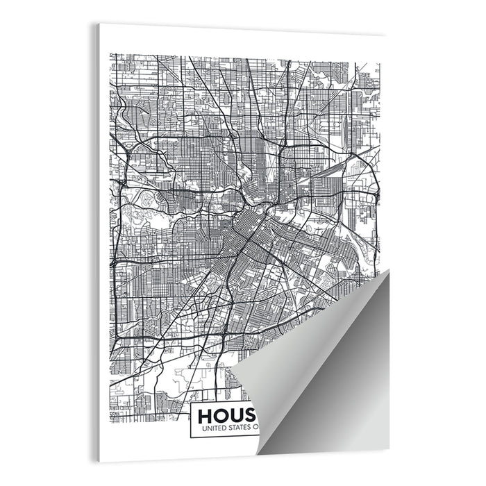 Houston Street Grid Map Wall Art as a poster print