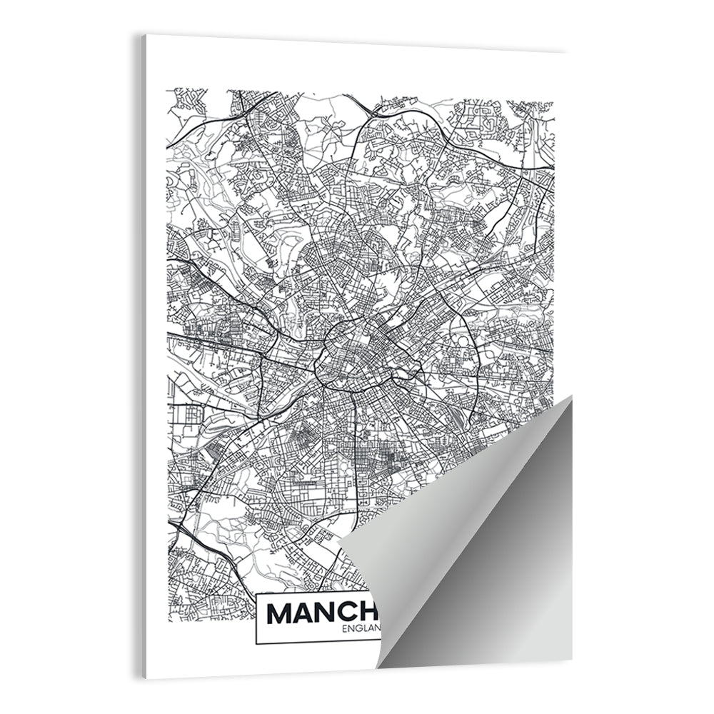 Manchester City Map, Minimalist Wall Art