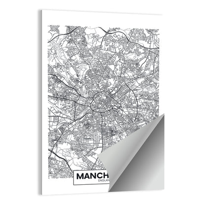 Manchester City Map, Minimalist Wall Art