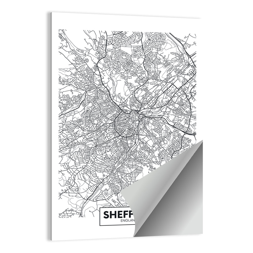 Sheffield Street Grid Map Wall Art