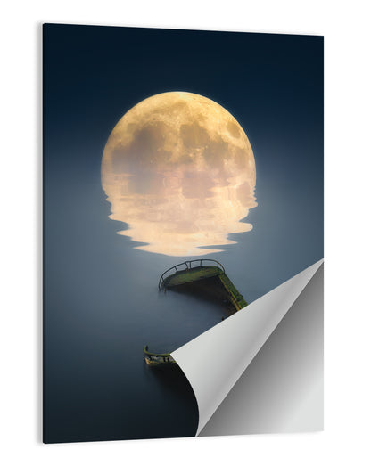 Moonlit Shipwreck Reflection Wall Art