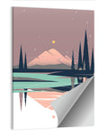 Dusk Mountain Lake Reflection Wall Art