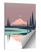 Dusk Mountain Lake Reflection Wall Art