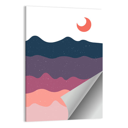 Crescent Moon Over Layered Mountains Wall Art