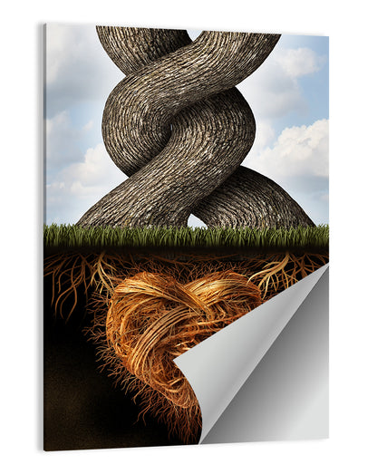 Intertwined Trees with Heart-shaped Roots Wall Art