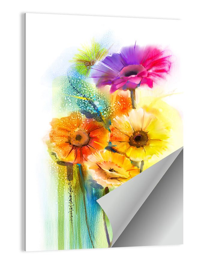 Gerbera Daisy Watercolor Bouquet Wall Art as a poster print