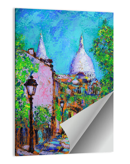 Montmartre Street with Sacre Coeur Dome Wall Art