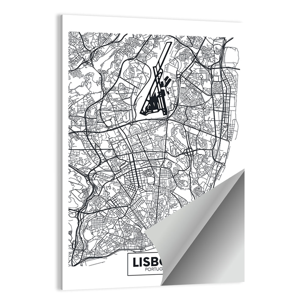 Lisbon Schematic Map Wall Art