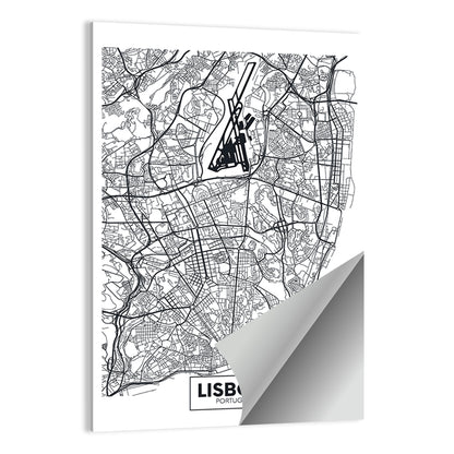 Lisbon Schematic Map Wall Art