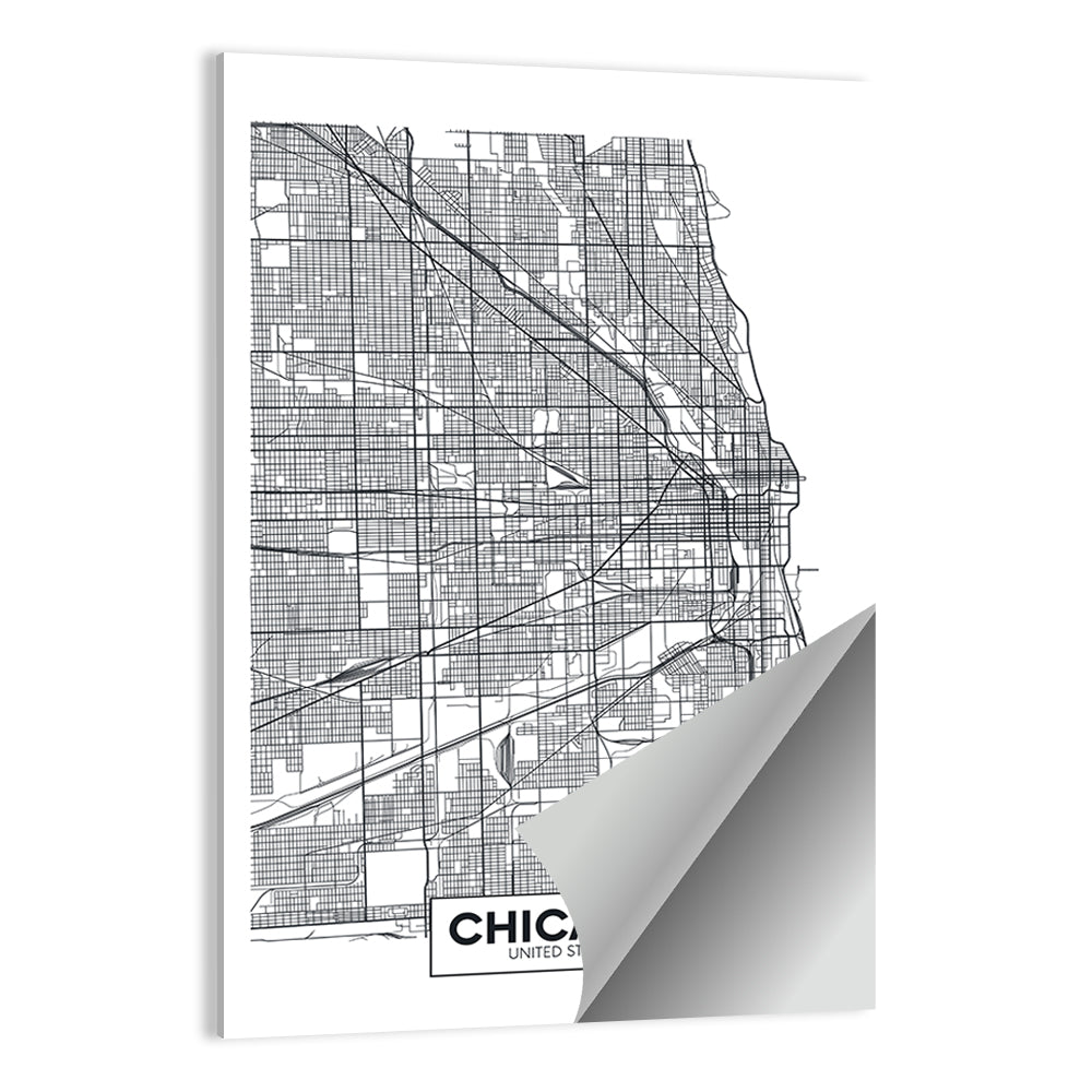 Chicago Street Grid Map Wall Art