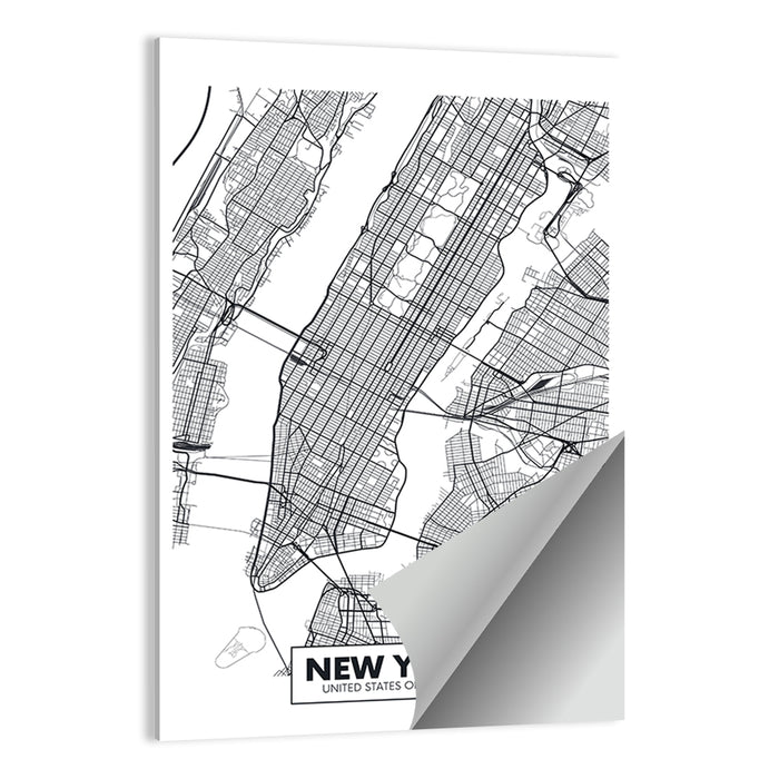 Manhattan Map, Black and White Wall Art as a poster print