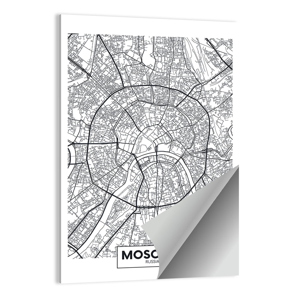 Moscow City Center Map Wall Art