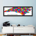 Colorful North Carolina Map Wall Art