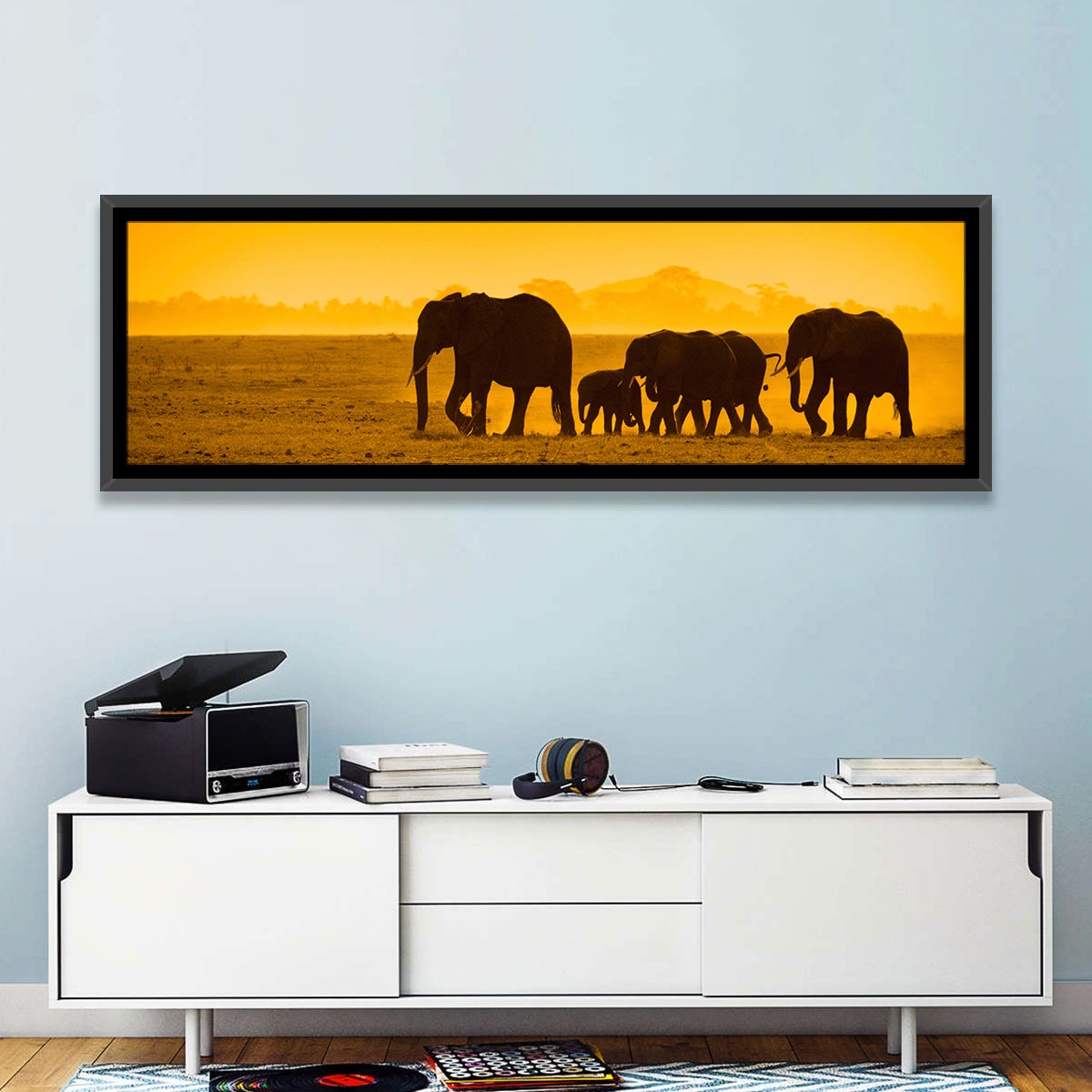 Elephant Family Silhouette Wall Art