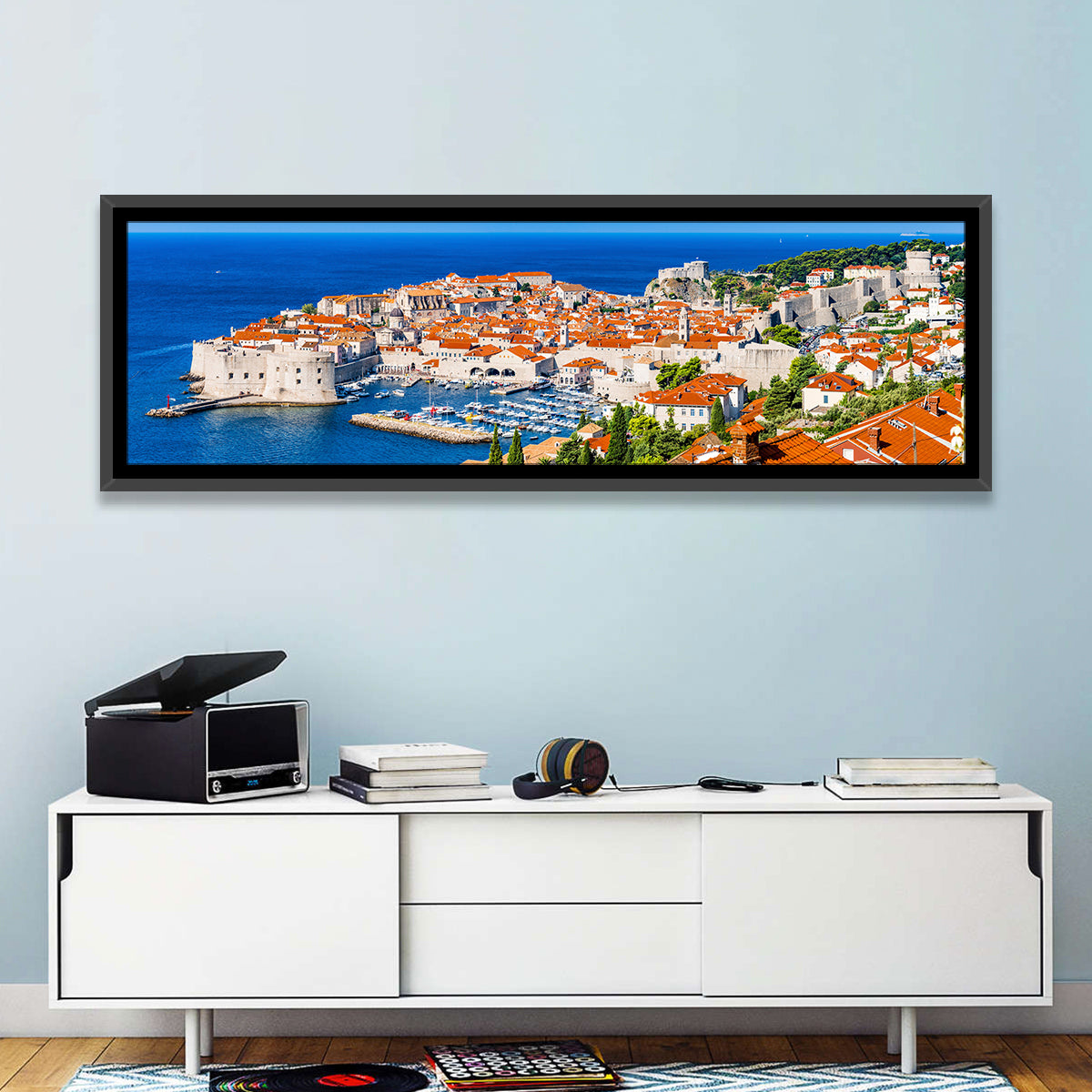 Dubrovnik Old Town View Wall Art in a room, panoramic