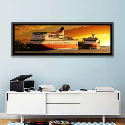 Red-hulled Cruise Ships at Dusk Wall Art