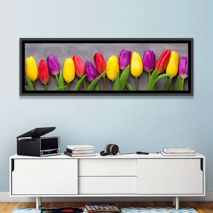 Row of Multicolored Tulips Wall Art