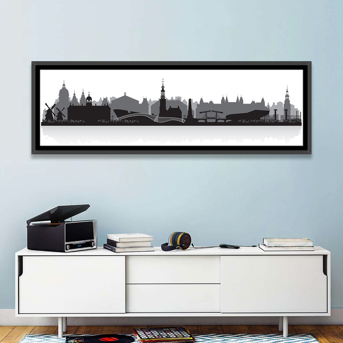 Amsterdam Skyline Silhouette Wall Art