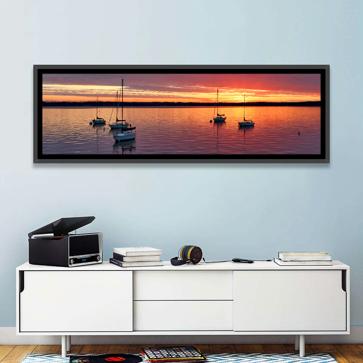 Lake Mendota Sailboats at Sunset Wall Art