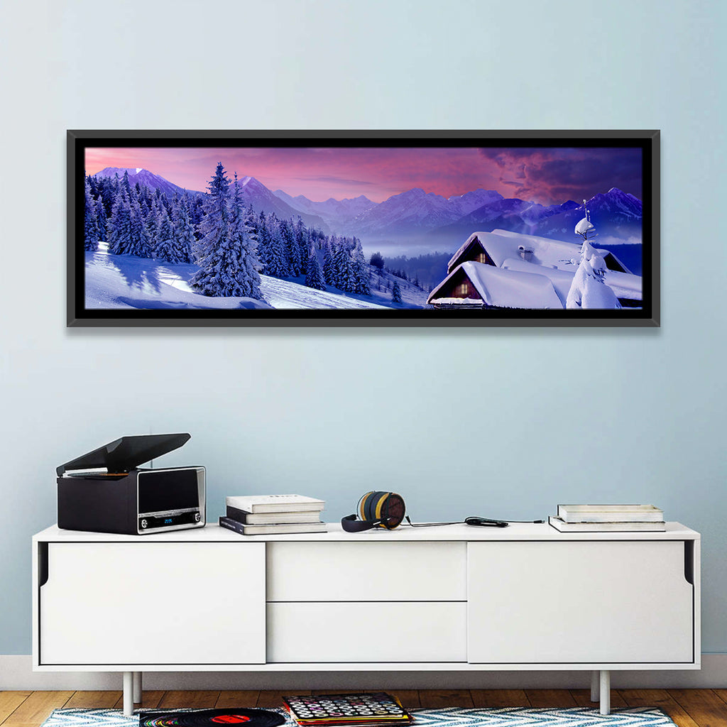 Snowy Mountain Cabin Wall Art
