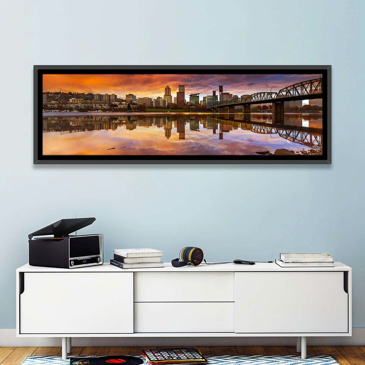 Portland Skyline at Sunset Wall Art