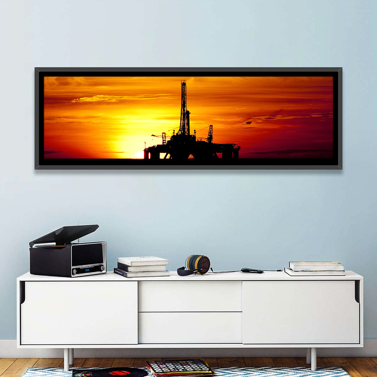 Offshore Oil Rig at Sunset Wall Art