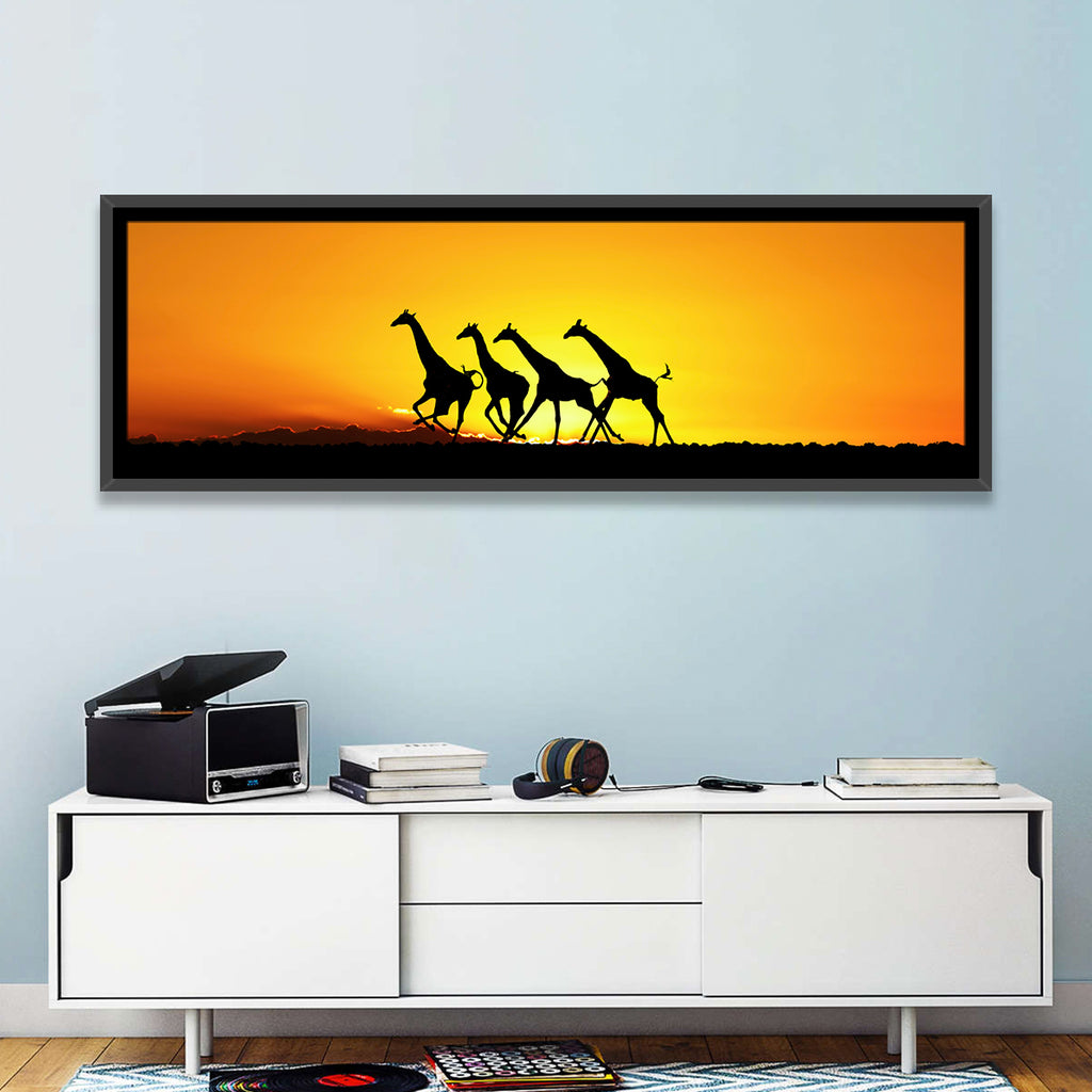 Savanna Giraffes at Sunset Wall Art
