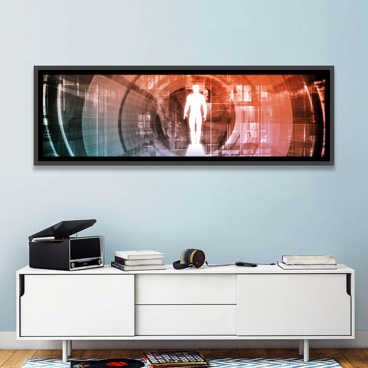 Future Technology Gateway Wall Art in a room, panoramic
