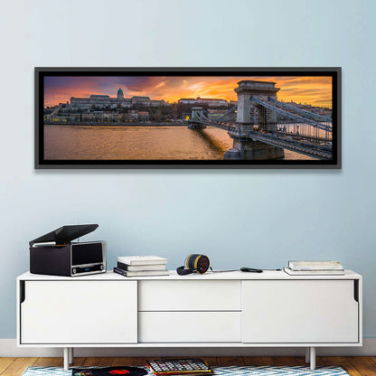 Budapest Chain Bridge at Golden Dusk Wall Art
