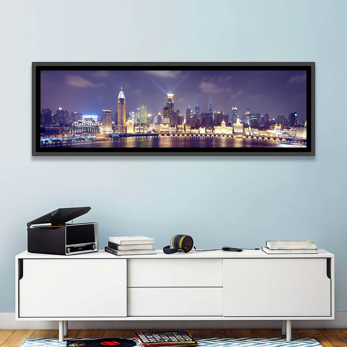 Shanghai Night Skyline Wall Art