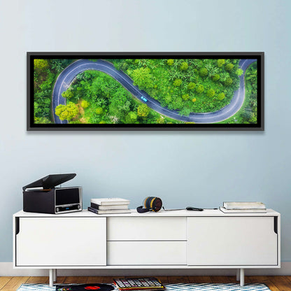 Blue Car on Summer Forest Road Wall Art
