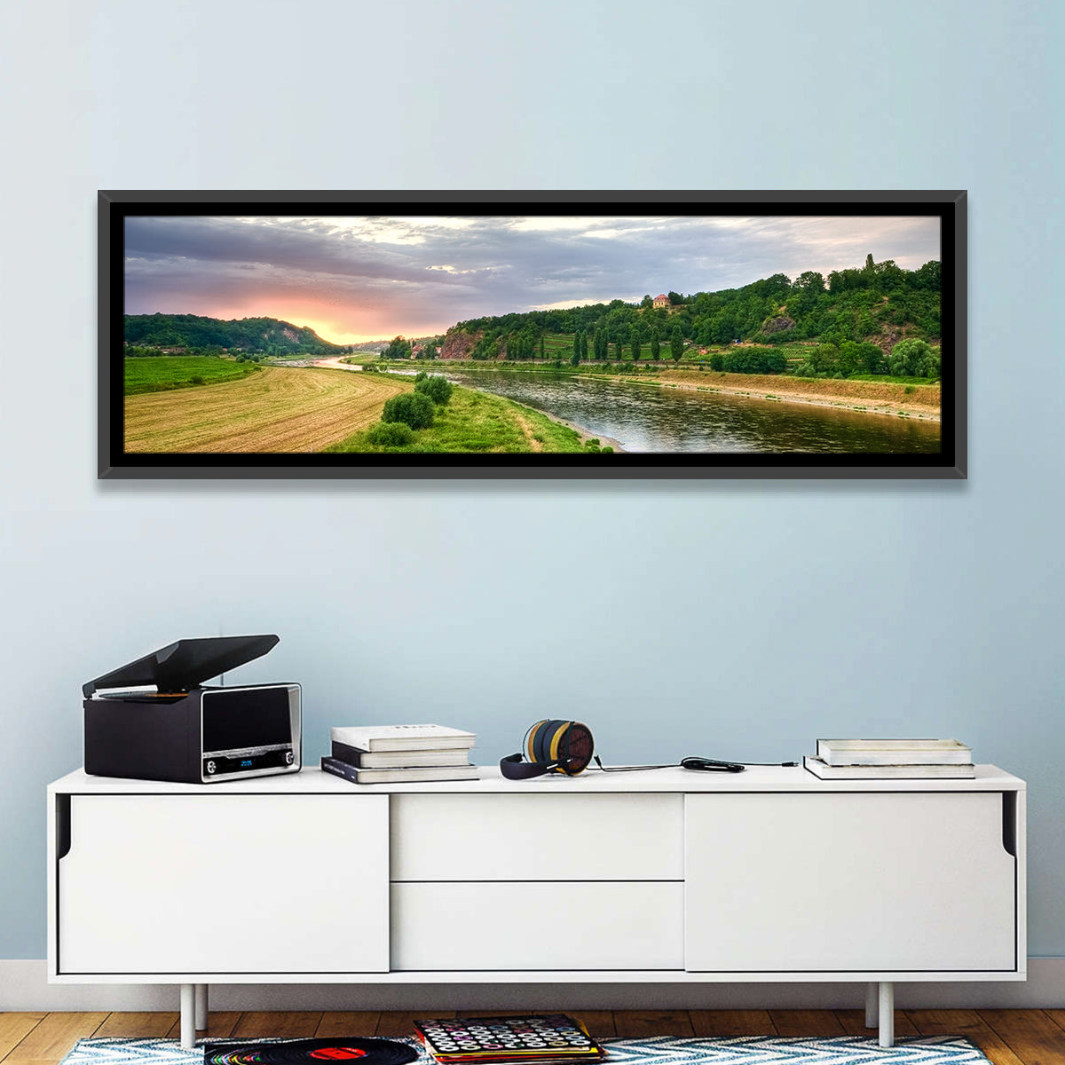Elbe River at Golden Hour Wall Art
