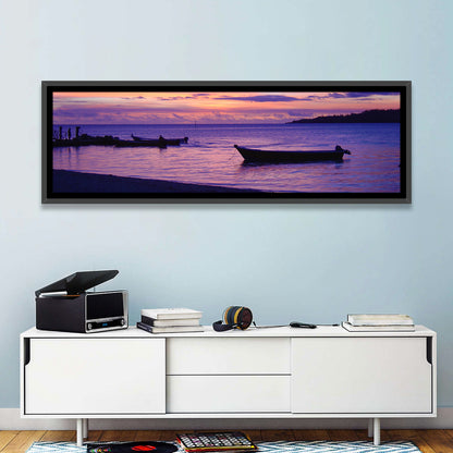 Malolo Island Sunset with Moored Boats Wall Art