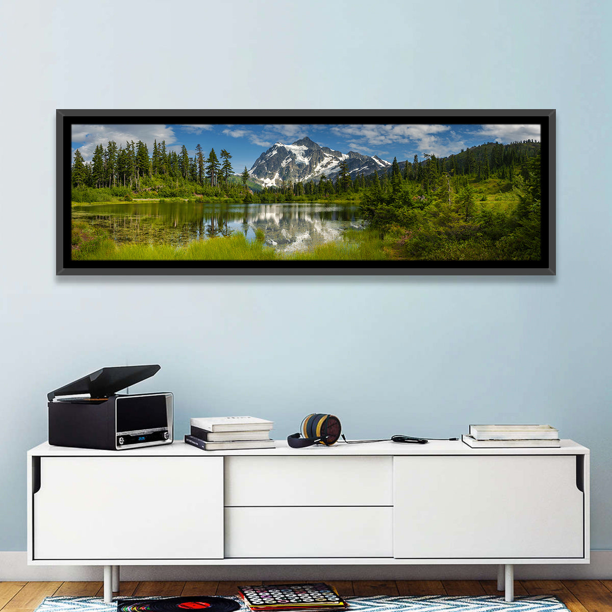 Mt Shuksan from Picture Lake Wall Art in a room, panoramic