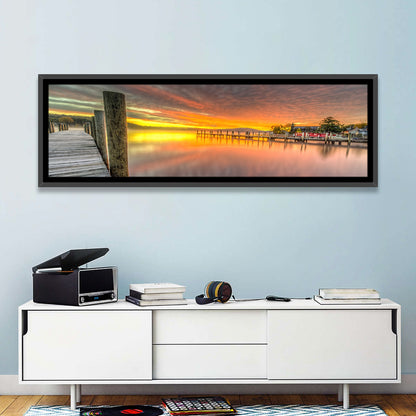 Meredith Bay Pier at Sunrise Wall Art